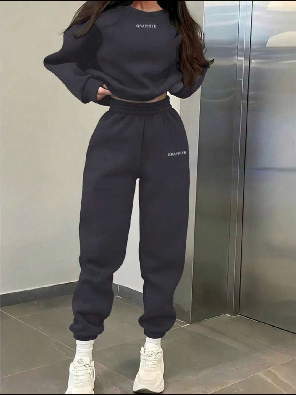 Graphite Black High-Waist Jogger Pants